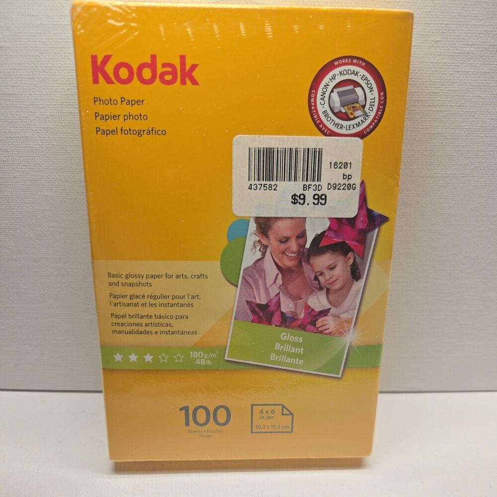 Kodak Photo Paper 100 Glossy 4x6 Sheets- Sealed